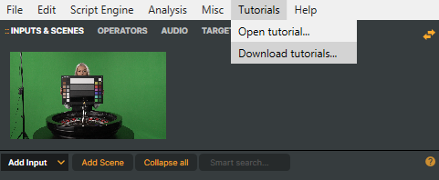 Composer Desktop's Tutorials application menu