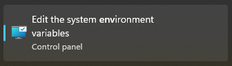 Windows environment-variable settings entry point