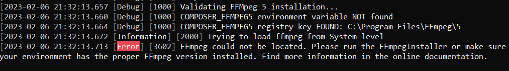 Runtime startup error log