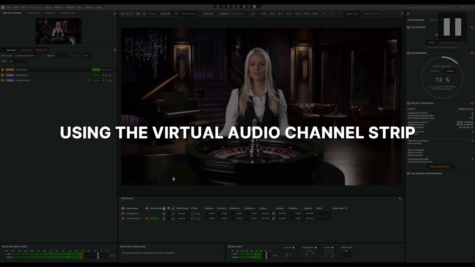 Virtual audio channel strip