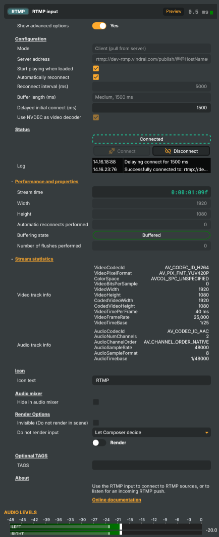 RTMP input