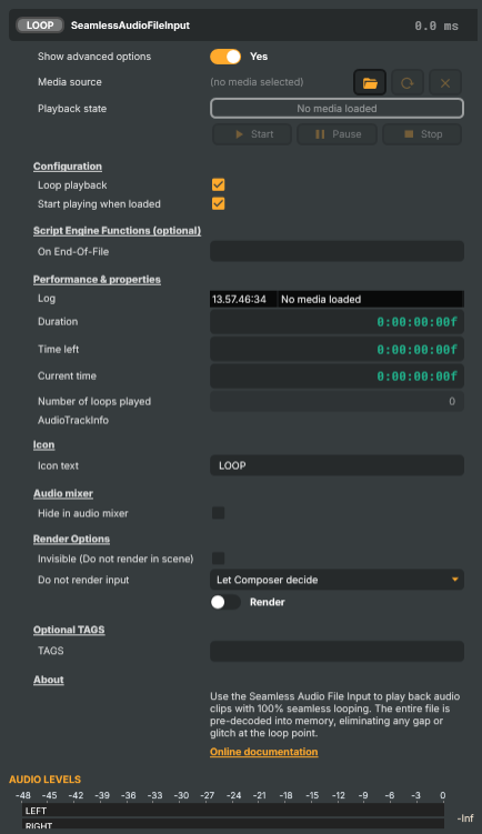 Seamless audio file input