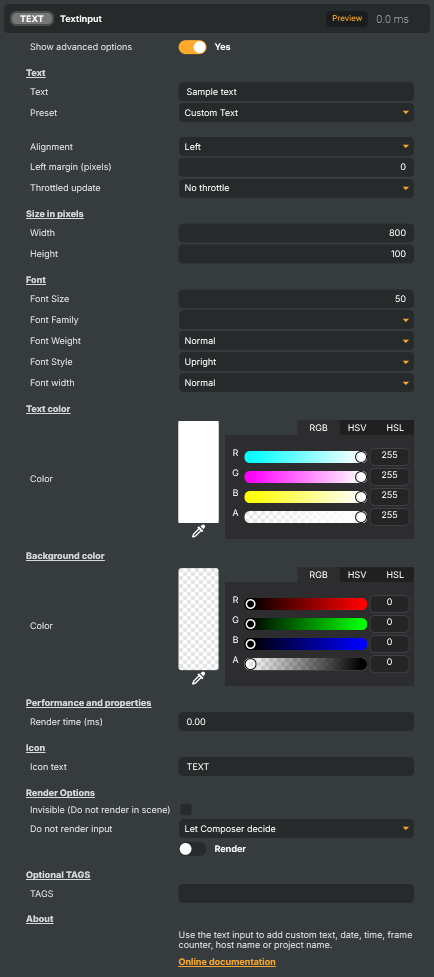 Text input