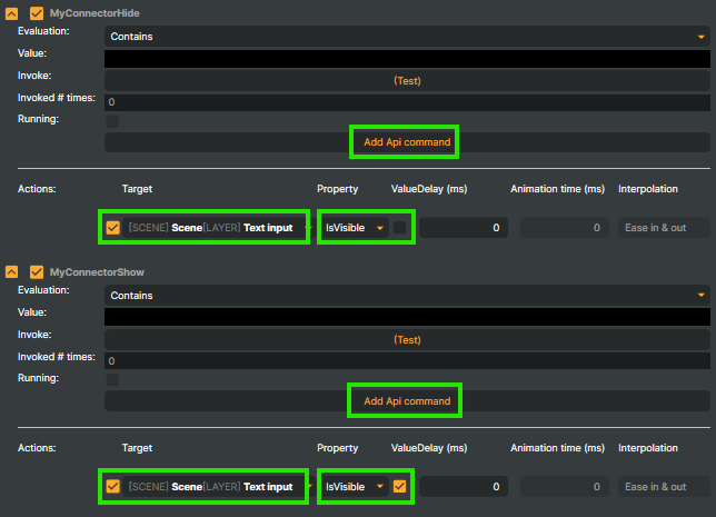 API Command targeting IsVisible
