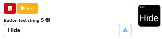Button with Hide text