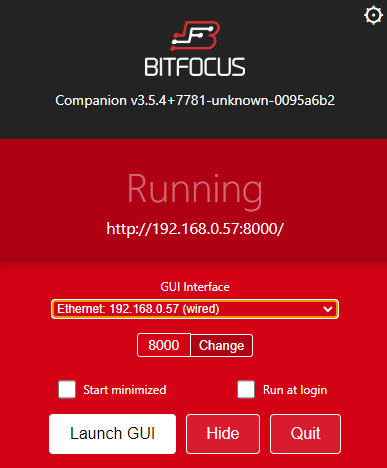 Companion launcher with Launch GUI button