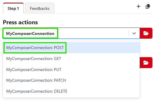Press actions with connection and POST method