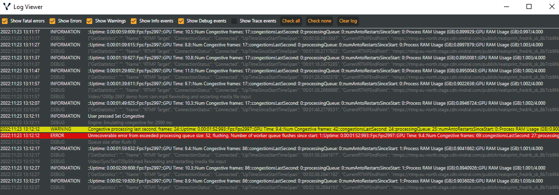 Composer Desktop's Log window
