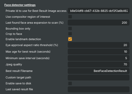 Face detector settings