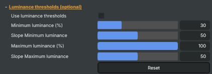 Luminance thresholds (optional)