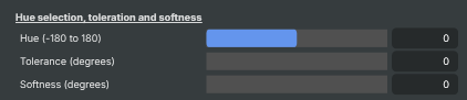 Hue selection, toleration and softness