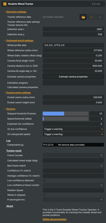 Roulette Wheel Tracker V2 property panel