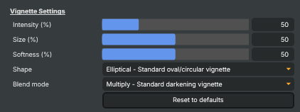 Vignette Settings