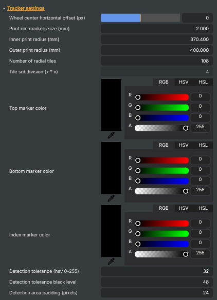 Tracker settings