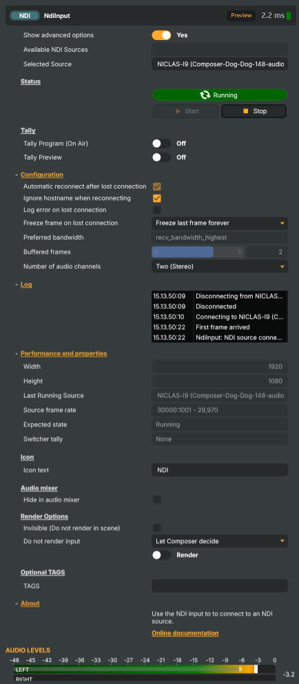 NDI input