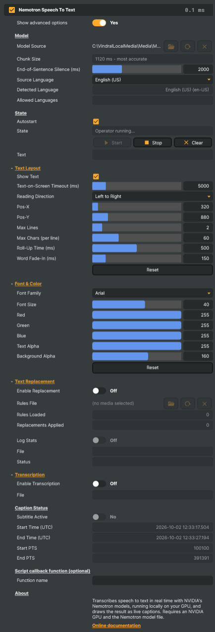 Speech To Text (Nemotron)