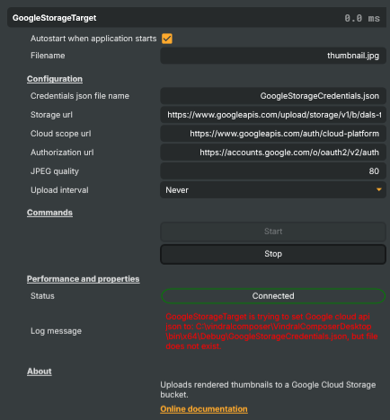 Google Storage Target