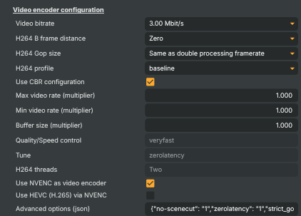 Video encoder configuration