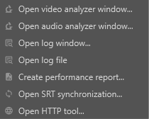 Analysis menu