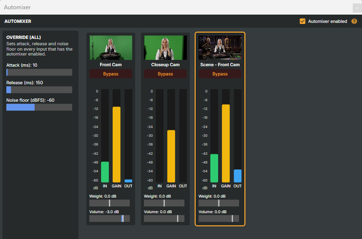 The Automixer window