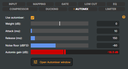 Channel Strip Inspector — AUTOMIX tab