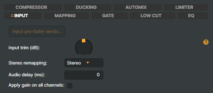 Channel Strip Inspector — INPUT tab