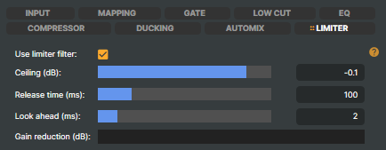 Channel Strip Inspector — LIMITER tab