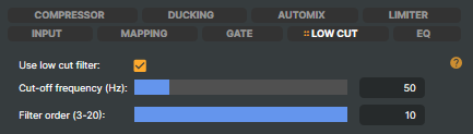 Channel Strip Inspector — LOW CUT tab