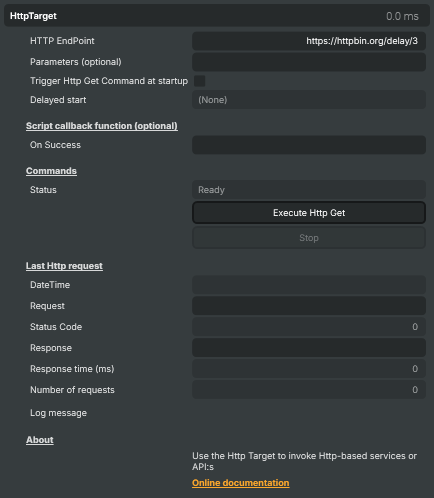 HTTP Target property panel