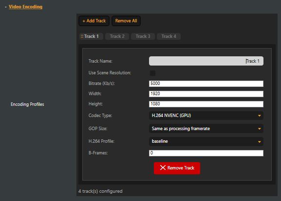 Video Track Parameters