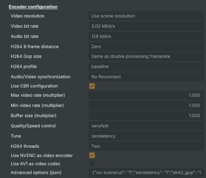 Encoder configuration