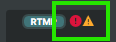 Stop and warning icons on an audio strip