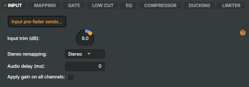 Channel Strip Inspector — INPUT tab