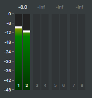 Channel Strip Inspector — 8-channel VU meters