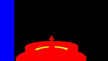 The garbage matte image with yellow / red / blue regions