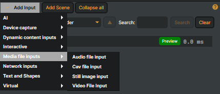 Right-click Add input menu