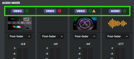 Audio-input mixer status icons