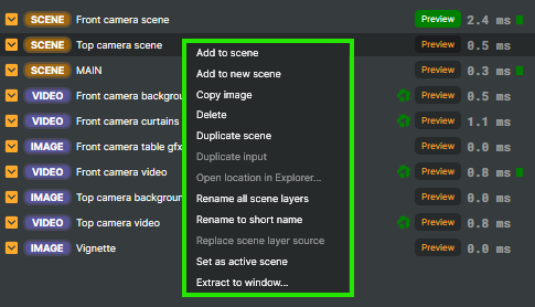 Right click on an input for its context menu