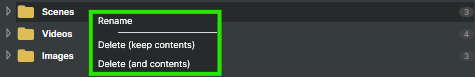 Folder context menu