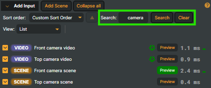 Search field filtering the input list