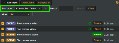 Sort order options