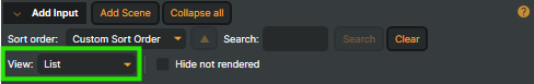 Inputs view dropdown option