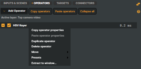 Operator right-click context menu