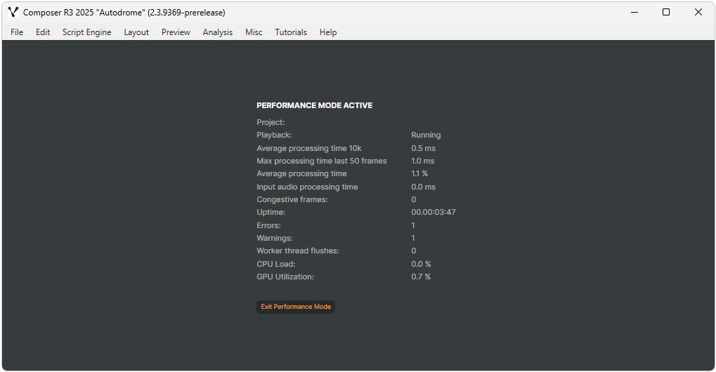 Composer Desktop in Performance Mode