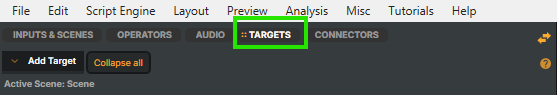 The Targets panel in Composer Desktop