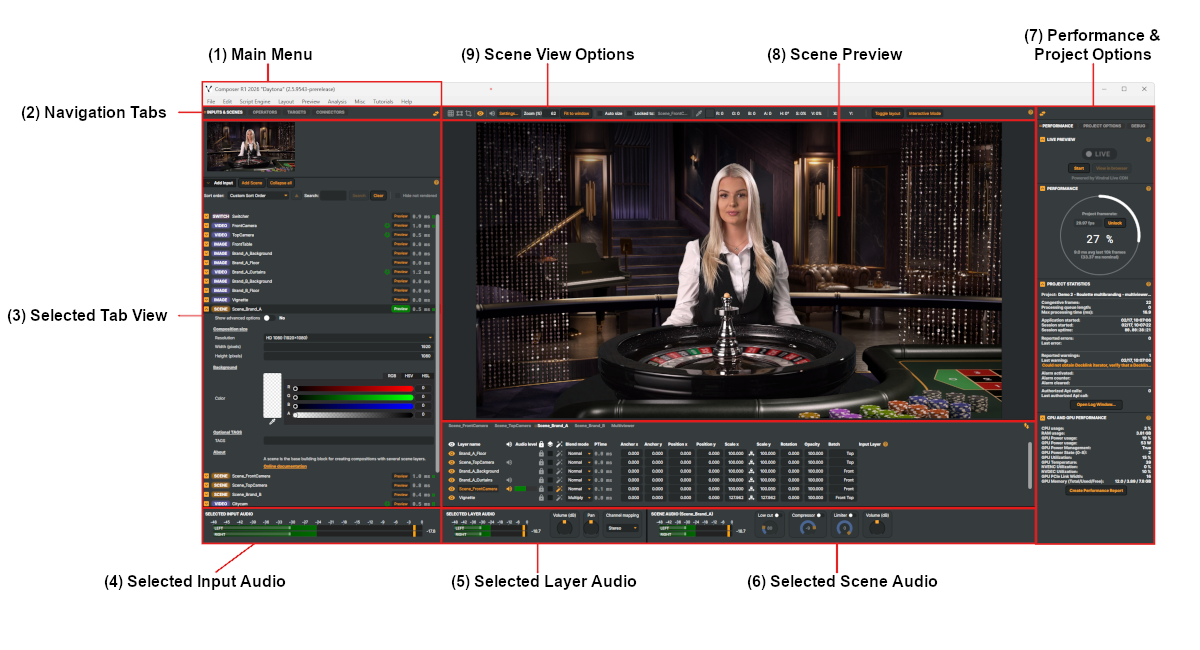 Composer Desktop in the compositing layout